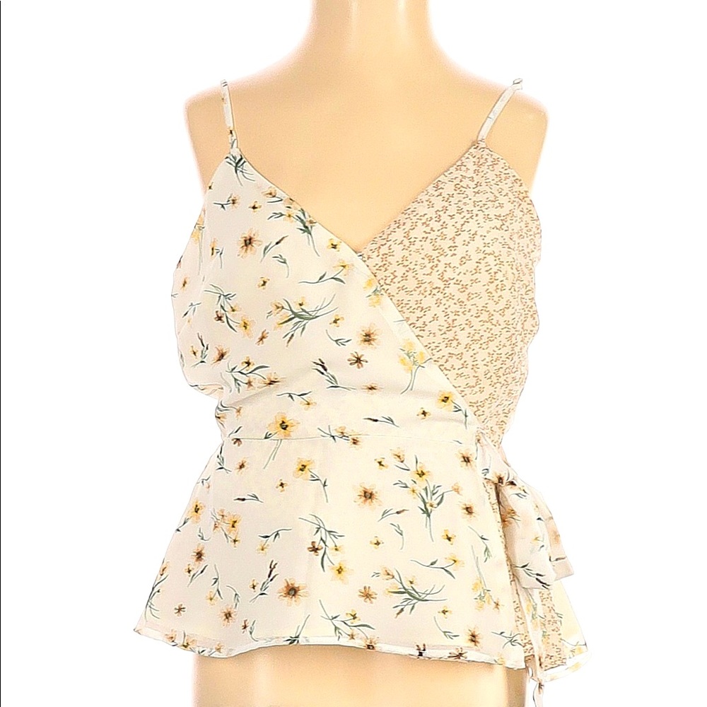 Floral Cross Front Blouse with Side Tie